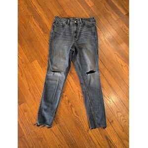 Old Navy Xtra Hi Rise Rockstar Super Skinny Distress Fray 360 stretch Jeans 12